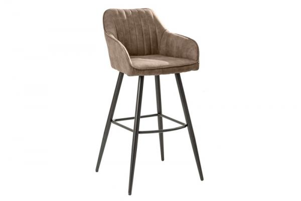Barová stolička TURIN vintage taupe s dekoratívnou prešívkou