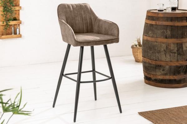 Barová stolička TURIN vintage taupe s dekoratívnou prešívkou