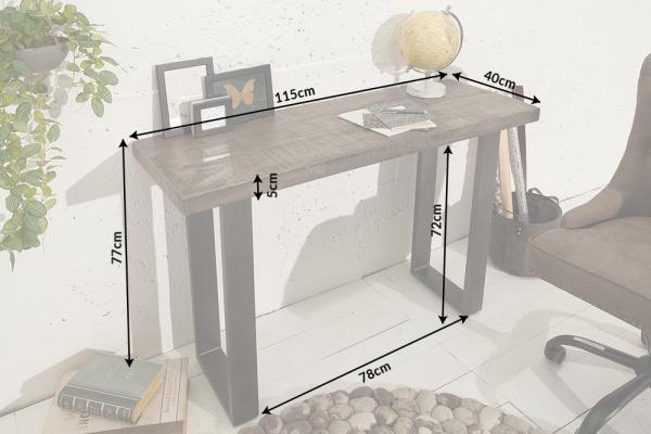 Dizajnový konzolový stôl IRON CRAFT 115 cm mango, šedý
