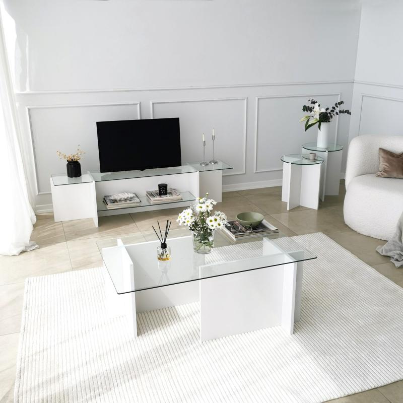 Dizajnový TV stolík ESCAPE 158 cm, MDF, biely