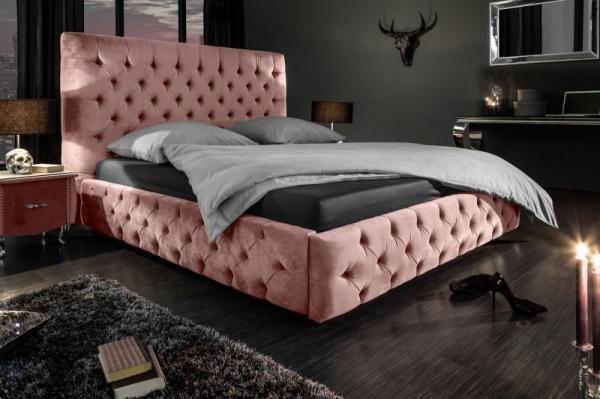 Elegantná manželská posteľ PARIS 160x200 cm staroružový zamat v prevedení Chesterfield