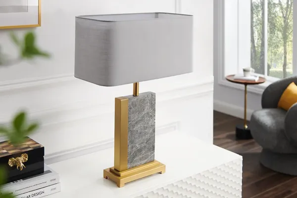 Dizajnová stolová lampa ELEGANCIA 65 cm, zlatošedá, mramor