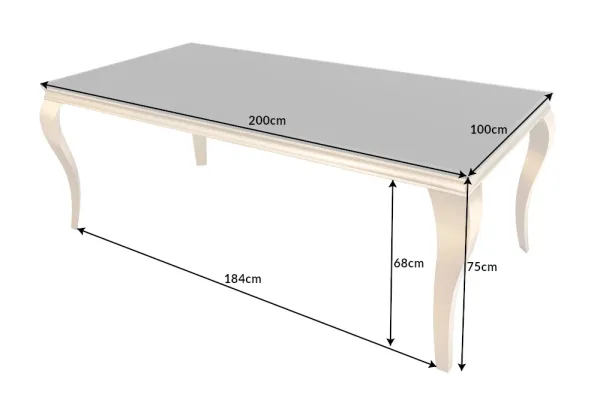 Elegantný dizajnový jedálenský stôl MODERN BAROQUE 200 cm čierny, zlatý, opálové sklo