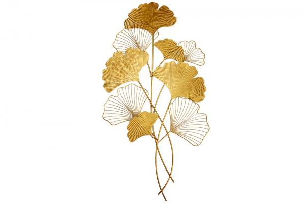 Elegantná nástenná dekorácia GINKGO 110 cm, zlatá