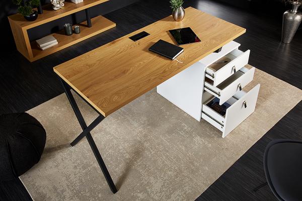 Dizajnový písací stôl LOFT 140 cm, dub