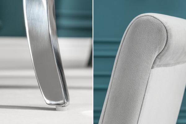 Elegantná stolička MODERN BAROQUE šedá zamat, nerezová oceľ