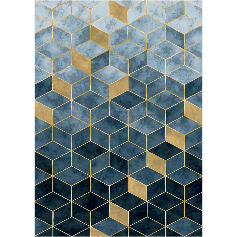 Elegantný koberec EXFAB 80 x 150, šedomodrý, zlatý