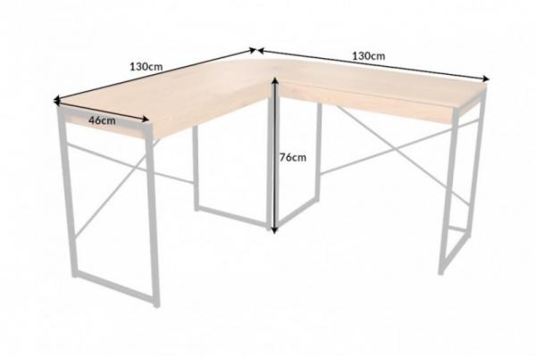 Priemyselný rohový stôl STUDIO 130 cm dub so zásuvkami, prírodný, čierny