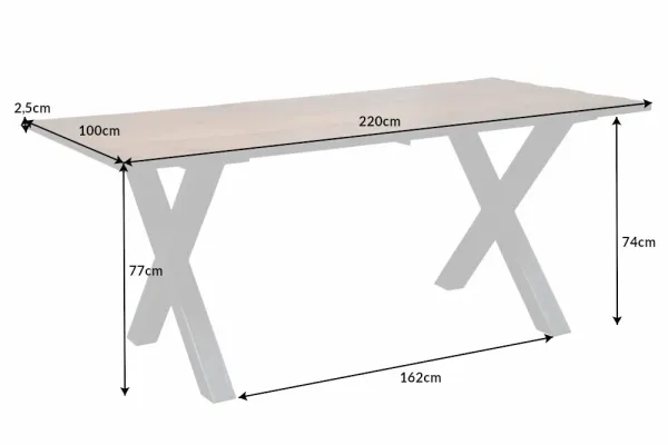 Jedálenský masívny stôl EUPHORIA BARRACUDA II 220 cm, prírodný