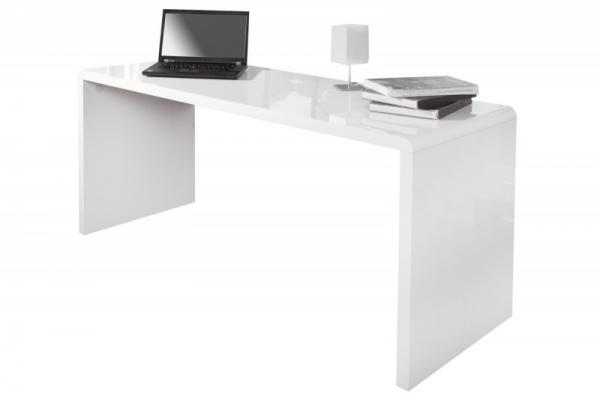 Dizajnový pracovný stôl FAST TRADE 160 cm s vysokým leskom, biely