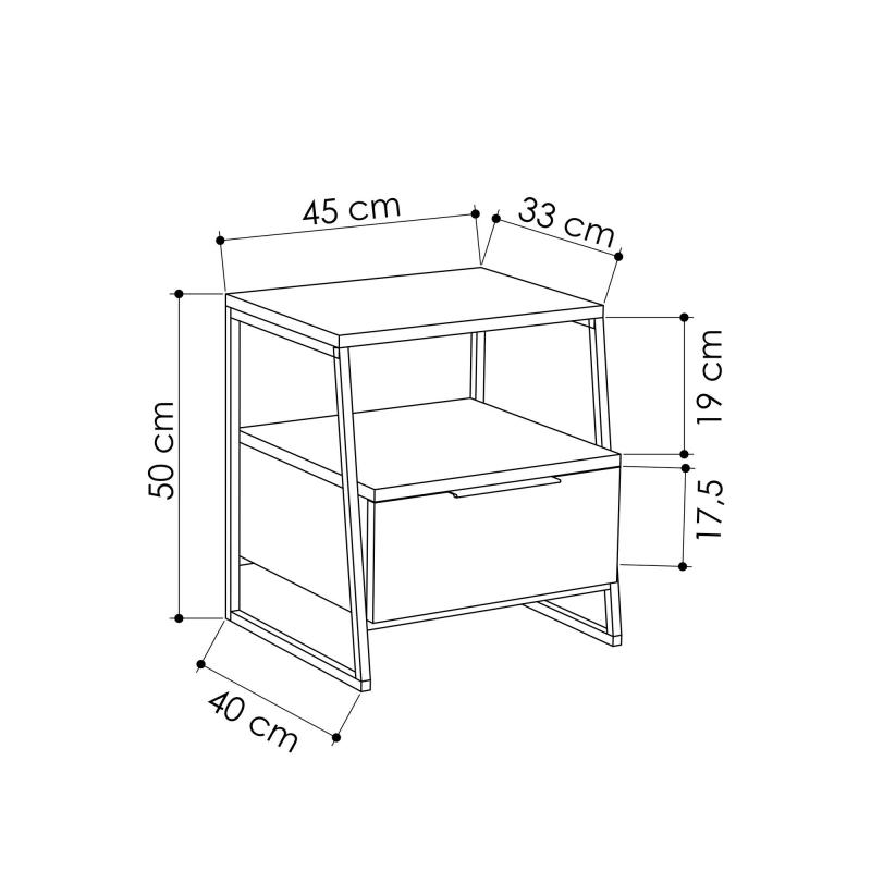 Bočný odkladací stolík PAL 50 cm, MDF, dubová dýha