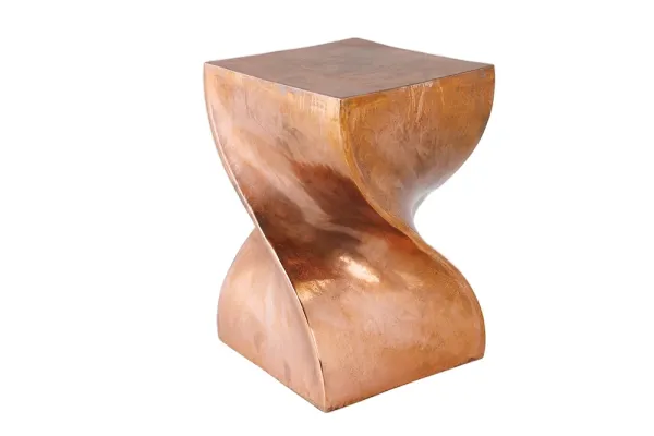 Dizajnový leštený taburet TWIST 30 cm moderný dizajn, medený