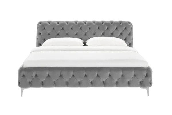 Elegantná manželská posteľ MODERN BAROQUE 160x200 cm, šedá, zamat
