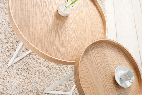 Extravagantný príručný stolík MODULAR 40 cm, dub, prírodný, sada dvoch kusov