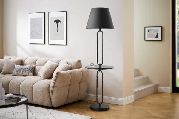 Moderná stojanová lampa a príručný stolík SERVANT 175 cm, čierna