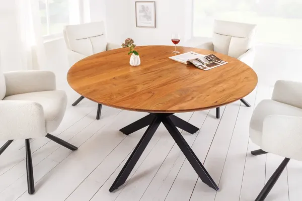 Masívny jedálenský stôl GALAXIE 130 cm, okrúhly, akácia, prírodný