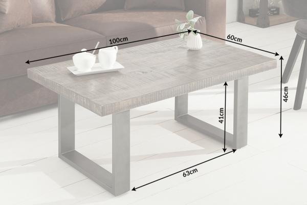 Dizajnový konferenčný stolík IRON CRAFT 100cm mango šedý