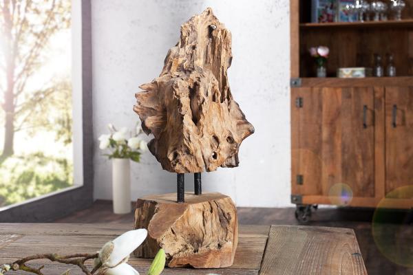 Doplnok z masívneho dreva FLAME 30-40 cm, teak, prírodný, sada štyroch kusov