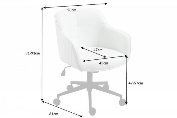 Výškovo nastaviteľná kancelárska stolička EUPHORIA biela s ozdobným prešívaním