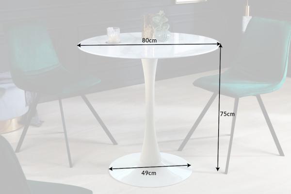 Dizajnový jedálenský stôl LYON 80 cm, mramorovým dekor, biely