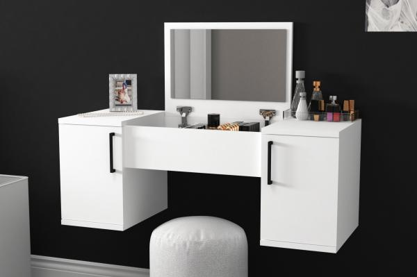 Dizajnový make-up stolík MERCAN 100 cm, MDF, biely