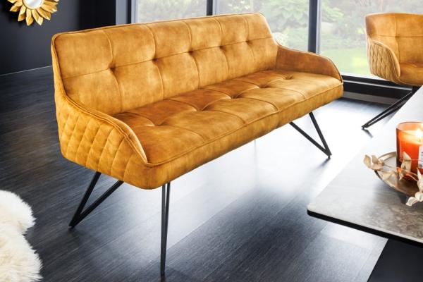 Dizajnová lavica EUPHORIA 160 cm, horčicovo žltý zamat
