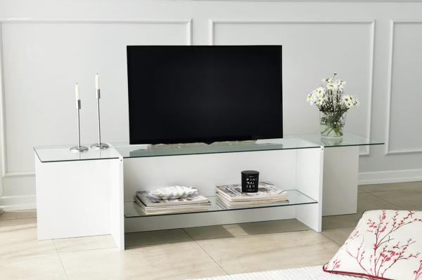 Dizajnový TV stolík ESCAPE 158 cm, MDF, biely
