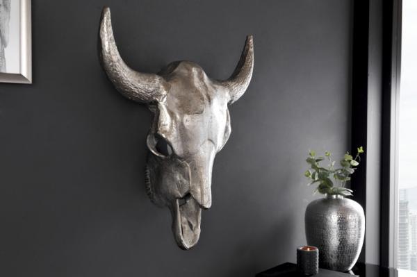 Elegantná býčia hlava MATADOR 56 cm strieborná s ozdobnou mozaikou