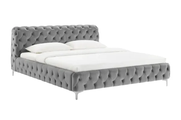 Elegantná manželská posteľ MODERN BAROQUE 160x200 cm, šedá, zamat
