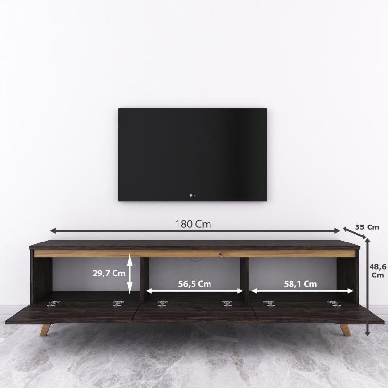 Retro TV stolík DESIRE 180 cm, MDF, orechová dýha