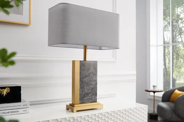 Dizajnová stolová lampa ELEGANCIA 65 cm, zlatošedá, mramor