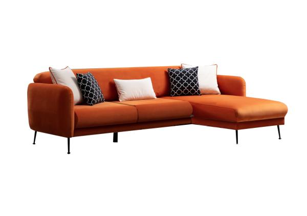 Elegantná rohová pohovka SEVILLA 270 cm pravá,  oranžová, tkanina