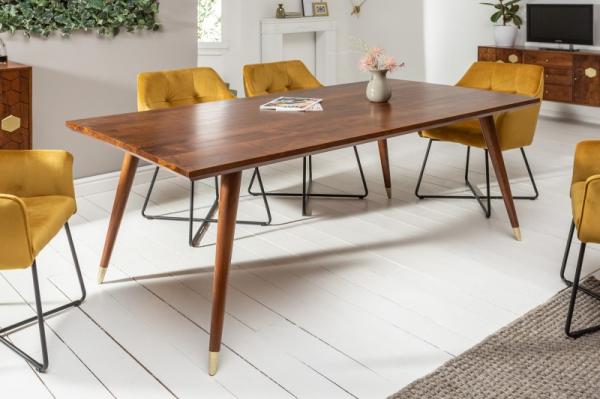 Masívny jedálenský stôl MYSTIC LIVING 200 cm akácia, hnedá, zlatá, retro dizaj