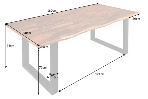Masívny jedálenský stôl GENESIS 180 cm akácia, hnedá