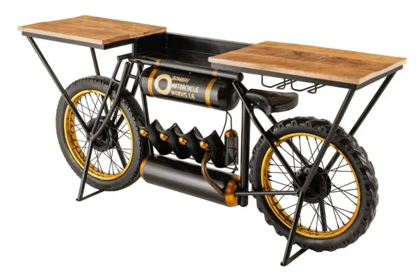 Moto barový pult MOTORCYCLE 185 cm, mango, prírodný, čierny