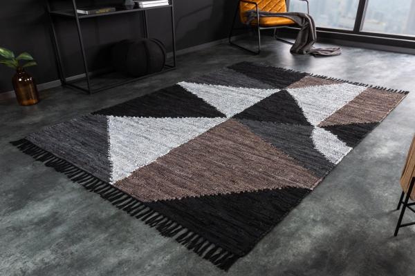 Ručne tkaný koberec SPHERE 230x160 cm šedý, pravá koža