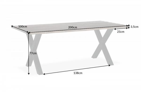 Masívny jedálenský stôl GENESIS VINTAGE 200 cm, akácia, hnedý