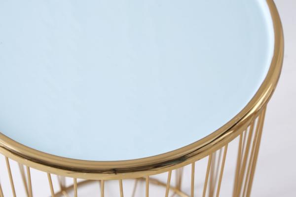 Elegantná sada 2 konferenčných stolíkov STORAGE 48 cm, tyrkysová, zlatá