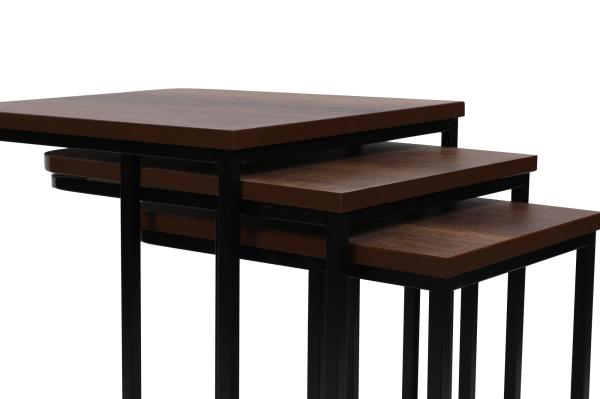 Sada troch konferenčných stolíkov ZIGON 59 cm, MDF, hnedá, čierna