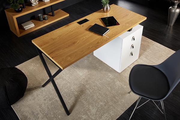 Dizajnový písací stôl LOFT 140 cm, dub