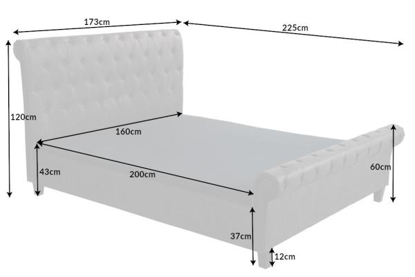 Manželská posteľ chesterfield KENSINGTON 180x200 cm, mikrovlákno, tmavošedá