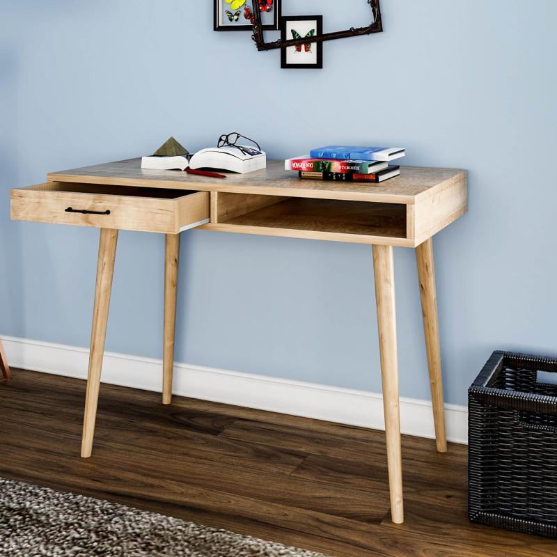 Dizajnový pracovný stôl CARMEN 105 cm, MDF, dubová dýha