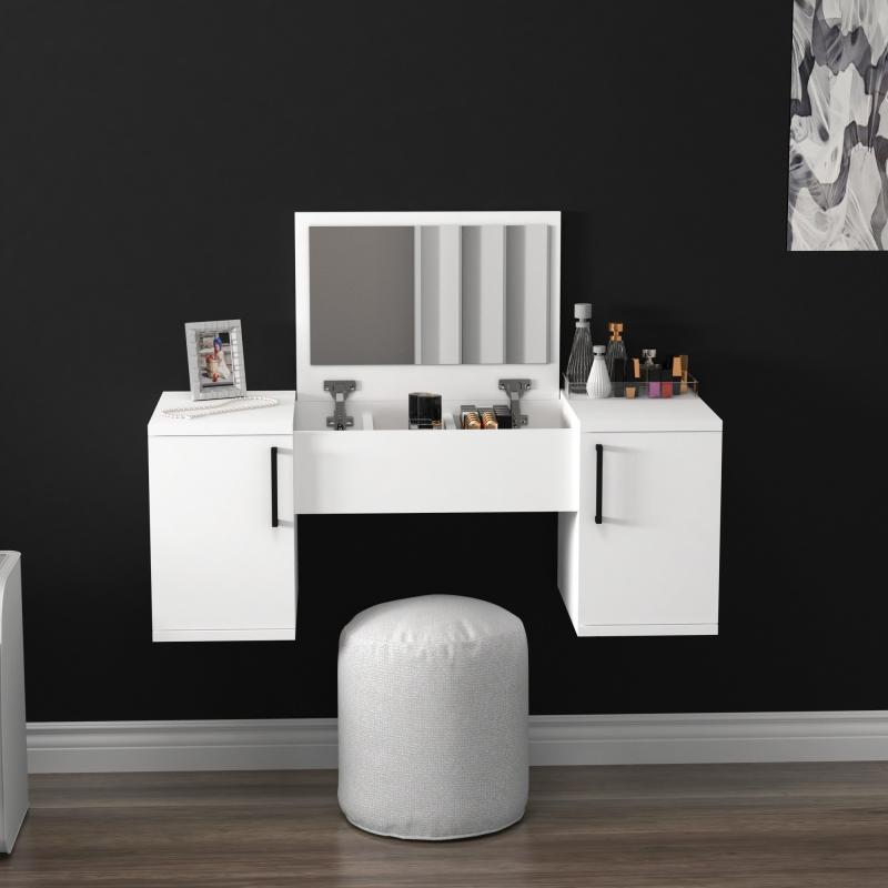 Dizajnový make-up stolík MERCAN 100 cm, MDF, biely