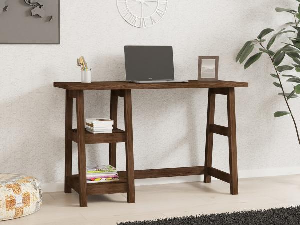 Dizajnový masívny pracovný stôl PERLA 120 cm, borovica, hnedá