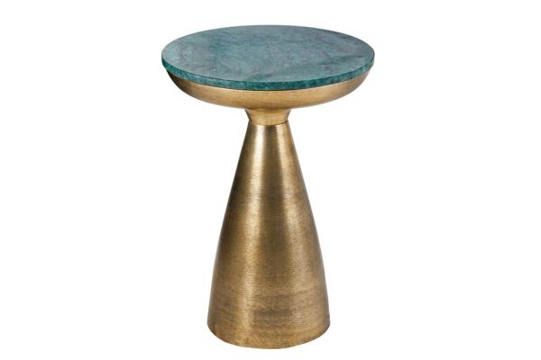 Príručný stolík ELEMENTS okrúhly 60 cm, zlatozelený mramor, zlatý