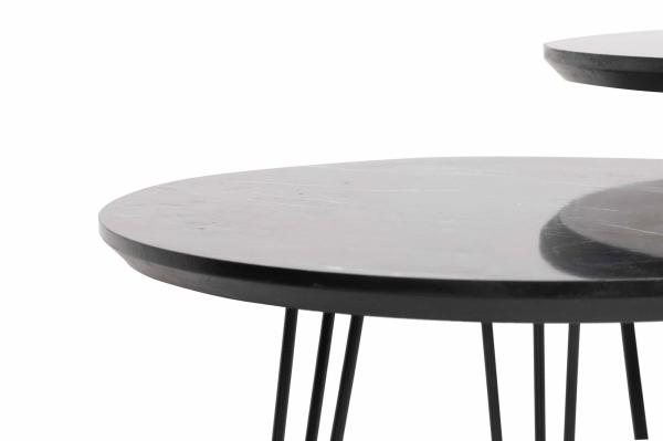 Elegantná sada stolíkov SIYAH 55 cm, MDF, mramorový vzhľad, čierna