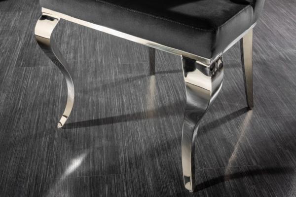Elegantná stolička MODERN BAROQUE II, čierna zamat, nerezová oceľ