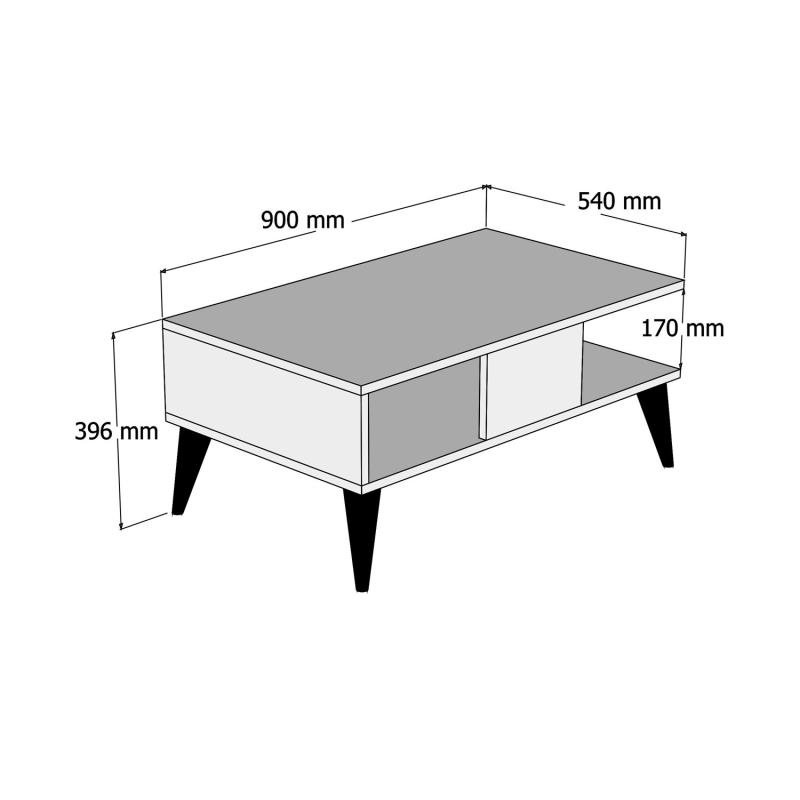 Dizajnový konferenčný stolík LIDYA 90 cm MDF, hnedý, mramorový vzhľad