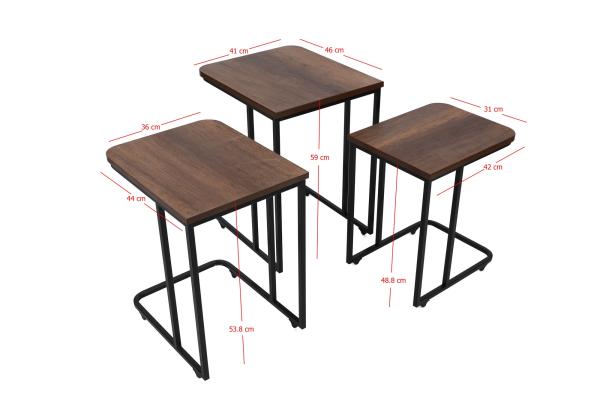 Sada troch konferenčných stolíkov ZIGON 59 cm, MDF, hnedá, čierna