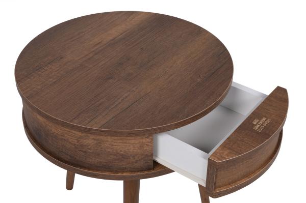 Dizajnový bočný stolík YUVARLAK 59 cm, MDF, hnedý